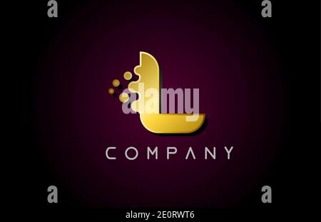 L Gold goldener Buchstabe Logo-Symbol. Kreatives Alphabet-Design für Unternehmen und Unternehmen Stock Vektor