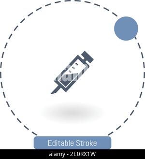 Anästhesie Zahnarzt Injektion Diagonale Symbol Vektor Symbol editierbare Kontur Schlaganfall Symbole für Web und mobile Geräte Stock Vektor
