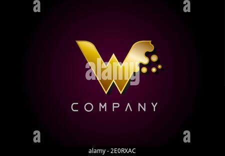 W Gold goldener Buchstabe Logo-Symbol. Kreatives Alphabet-Design für Unternehmen und Unternehmen Stock Vektor