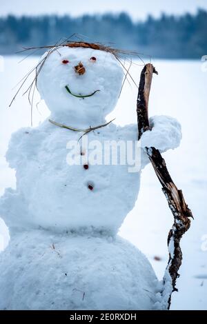 Porträt eines Schneemannes mit schönen Details Stockfoto