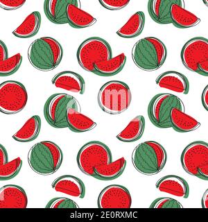 Wassermelonenmuster. Nahtloser Vektorhintergrund. Stock Vektor