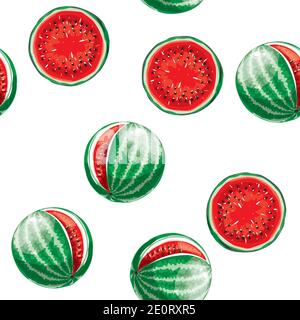 Wassermelonenmuster. Nahtloser Vektorhintergrund. Stock Vektor