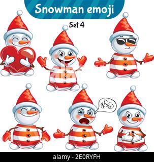 Vektor-Set von niedlichen Schneemann-Charaktere. Satz 4 Stock Vektor