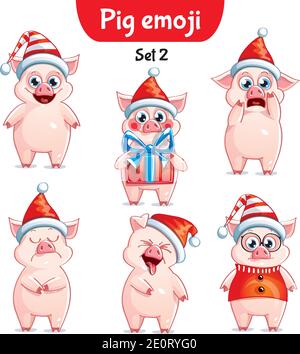 Vektor-Set von weihnachten Schwein Zeichen. Satz 2 Stock Vektor