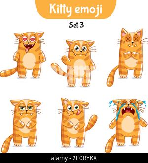 Vektor-Set von niedlichen Katze Zeichen. Satz 3 Stock Vektor