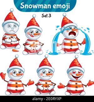 Vektor-Set von niedlichen Schneemann-Charaktere. Satz 3 Stock Vektor