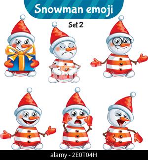Vektor-Set von niedlichen Schneemann-Charaktere. Satz 2 Stock Vektor