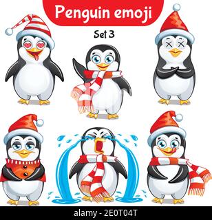 Vektor-Set von weihnachten Pinguin Zeichen. Satz 5 Stock Vektor