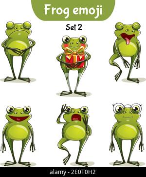 Vektor-Set von niedlichen Frosch Zeichen. Satz 2 Stock Vektor