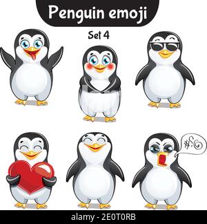 Vektor-Set von niedlichen Pinguin-Zeichen. Satz 4 Stock Vektor