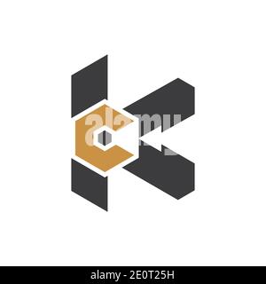 Kreatives abstraktes Buchstabenmuster. kc-Logo mit verknüpftem Buchstaben. Stock Vektor