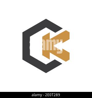 Kreatives abstraktes Buchstabenmuster. kc-Logo mit verknüpftem Buchstaben. Stock Vektor