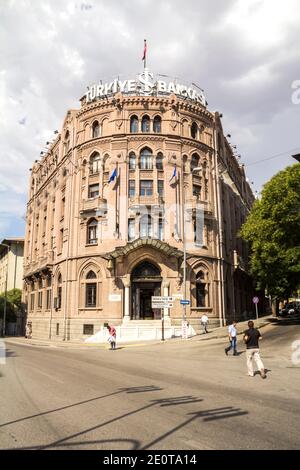 Ankara, Türkei: IS BANK, die größte türkische Privatbank, Ulus-Filiale, Isbank ist die erste nationale Bank der republikanischen Ära Stockfoto