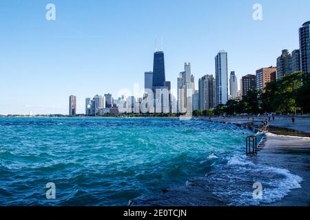 Chicago Seeufer in der Nähe von North Avenue Beach. Stockfoto