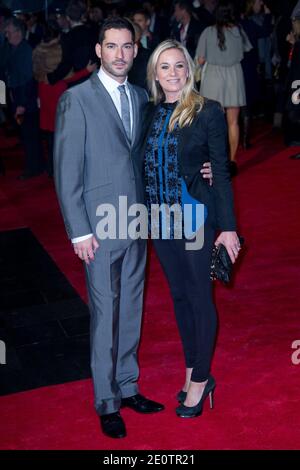 Tom Ellis und Tamzin Outhwaite nahmen an der Premiere "Great Expectations" zur Abschlussfeier des 56. BFI London Film Festival am Odeon Leicester Square in London, Großbritannien, am 21. Oktober 2012 Teil. Foto von Aurore Marechal/ABACAPRESS.COM Stockfoto