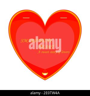 Rot gelbes Herz wie ein Smartphone Stockfoto