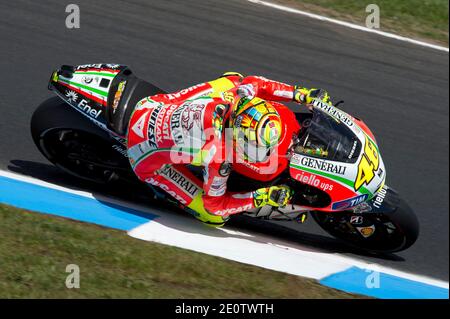 Italiens MotoGP-Fahrer Valentino Rossi aus Ducati beim MotoGP Australian Grand Prix, Qualifying Days in Phillip Island, Australien, am 26. Oktober 2012. Foto von Malkon/ABACAPRESS.COM Stockfoto