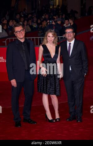 Regisseur Regis Roinsard, Deborah Francois und Alain Attal bei der Premiere von Populaire im Rahmen des 7. Filmfestivals in Rom am 11. November 2012 im Auditorium Parco della Musica in Rom, Italien. Foto von Aurore Marechal/ABACAPRESS.COM Stockfoto