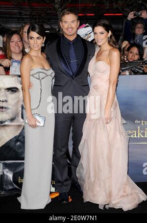 Kellan Lutz, Nikki Reed und Ashley Greene kommen zur Premiere von Summit Entertainment's 'The Twilight Saga: Breaking Dawn Part 2' im Nokia Theater L.A. an Live in Los Angeles, Ca, USA, am 12. November 2012. Foto von Lionel Hahn/ABACAPRESS.COM Stockfoto