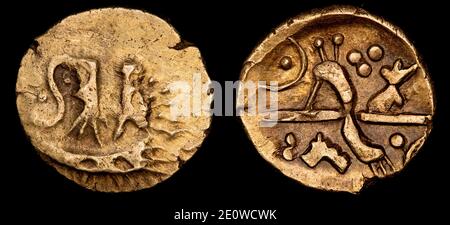 Celtic Iron Age Hampshire Thunderbolt Quarter Stater Münze Stockfoto