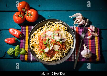 Pasta Al Pomodoro Stockfoto