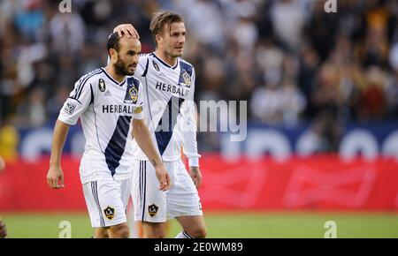 David Beckham und Landon Donovan in Aktion während der 2012 MLS Cup im Home Depot Center am 1. Dezember 2012 in Los Angeles, Kalifornien statt. LA Galaxy gewann 3-1 gegen die Houston Dynamo. Foto von Lionel Hahn/AbacaUsa.com Stockfoto