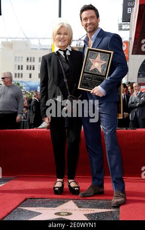 Hugh Jackmans Frau Deborra-Lee Furness nimmt an der Enthüllungszeremonie von Hugh Jackman Teil, die ihn am 13. Dezember 2012 auf dem Hollywood Walk of Fame in Los Angeles, CA, USA, mit dem 2,4 87. Stern ehrt. Foto von Lionel Hahn/ABACAPRESS.COM Stockfoto