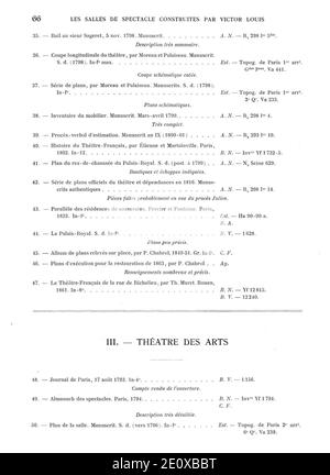 Les Salles de Spectacle construites par Victor Louis 1903 p66. Stockfoto