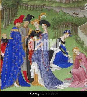 Les Tres Riches Heures du duc de Berry avril Detail. Stockfoto