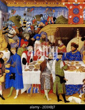 Les Très Riches Heures du duc de Berry Janvier-2. Stockfoto