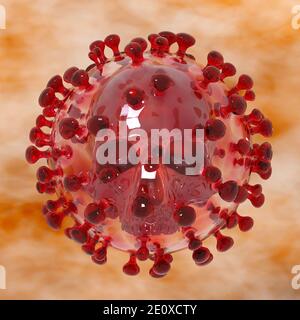 Künstlerische 3D-Illustration des Coronavirus SARS-COV-2 Stockfoto