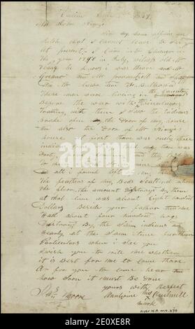 Brief , Racine, Wis., an John Harris Kinzie, Chicago, Ill., 1839. Juni 1 Stockfoto