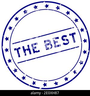Grunge blau das beste Wort rund Gummidichtung Stempel auf Weißer Hintergrund Stock Vektor