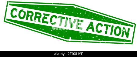 Grunge grün Korrekturmaßnahme Wort Sechseck Gummi Dichtung Stempel auf Weißer Hintergrund Stock Vektor