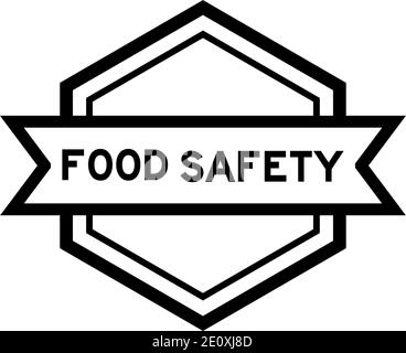 Sechseck Vintage Label Banner in schwarzer Farbe mit Wort Food Sicherheit auf weißem Hintergrund Stock Vektor