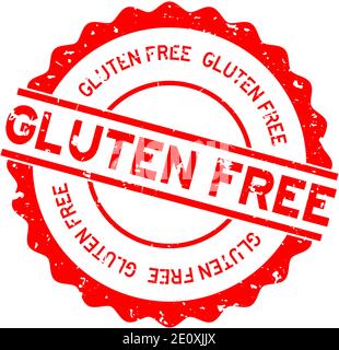 Grunge rot glutenfrei Wort rund Gummidichtung Stempel auf Weißer Hintergrund Stock Vektor