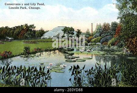 Lincoln Park Conservatory und Lily Pond, Chicago Stockfoto