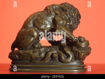 Lion et Serpent - Antoine-Louis Barye. Stockfoto