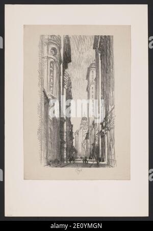 Lithographien von New York 1904 gezeichnet von Joseph Pennell. Nr. 5, Nassau Street - Jo. Pennell. Stockfoto