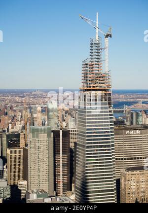 New York City, NY (USA) - 16. November 2019: Baustelle von One Vanderbilt, einem 67-stöckigen Wolkenkratzer an der Ecke 42nd Street und Vanderbilt Ave Stockfoto