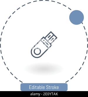 Pendrive Vektor-Symbol editierbare Konturumrisssymbole für Web und Mobil Stock Vektor