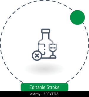 Kein Alkoholvektor Symbol bearbeitbare Konturumrisssymbole für Web Und mobil Stock Vektor