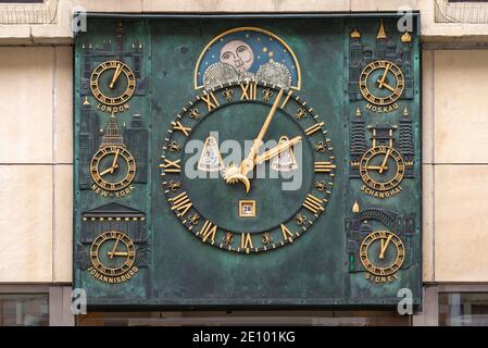 Weltzeituhr in Münster, erstellt von Uhrmachermeister Wilhelm Nonhoff, Münster, Nordrhein-Westfalen, Deutschland, Europa Stockfoto