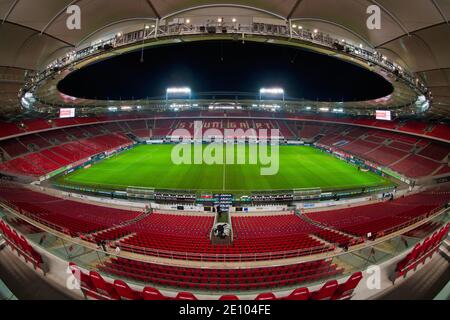 Geisterspiel, Blick vom Journalisten-Sitz auf der Tribüne zum leeren Stadion, Mercedes-Benz Arena, Stuttgart, Baden-Württemberg, Deutschland, Europa Stockfoto