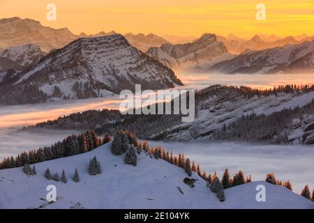 Blick von Kronberg, Appenzell, Schweiz, Europa Stockfoto