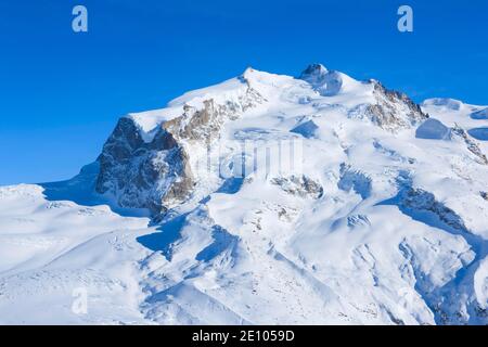 Monte Rosa, 4633 m, Dufourspitze -4634m, Wallis, Schweiz, Europa Stockfoto