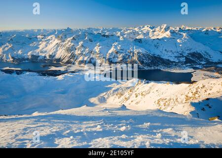 Sehen Piz Corvatsch, 3451m, Graubünden, Schweiz, Europa Stockfoto