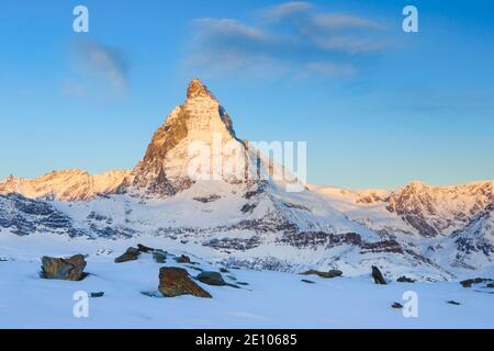 Matterhorn, 4478 m, Zermatt, Wallis, Schweiz, Europa Stockfoto