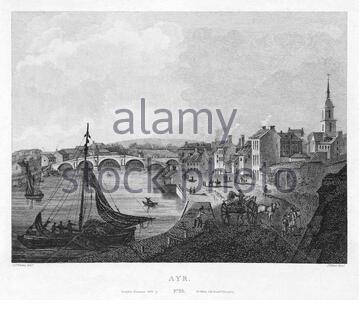 Ayr, Schottland, Jahrgangsstich von 1804 Stockfoto