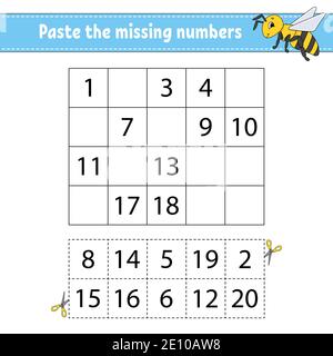 Addition und Subtraktion. Aufgabe für Kinder. Arbeitsblatt zur Entwicklung von Schulungen. Aktivitätsseite. Spiel für Kinder. Witziger Charakter. Isolierte Vektorgrafik Stock Vektor